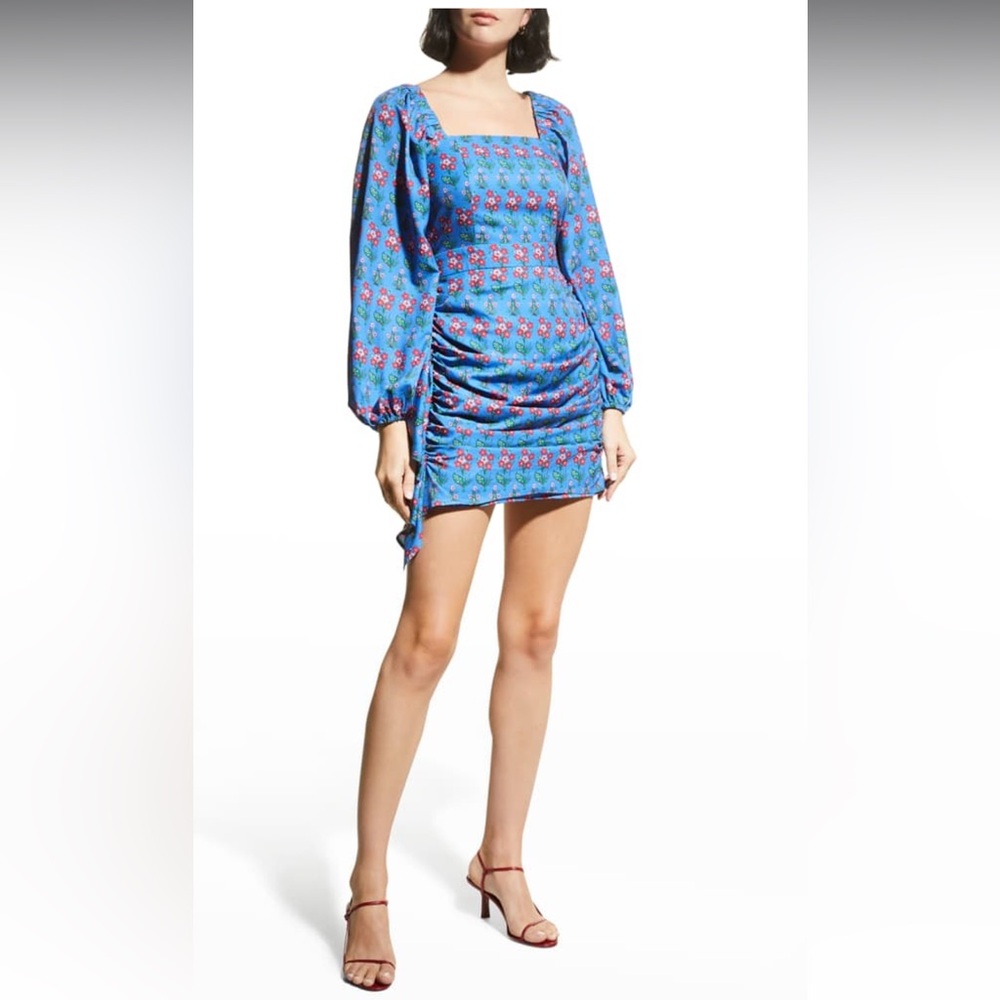 RHODE Mina Blue and Red Floral Mini Dress